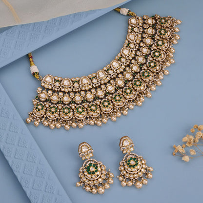 Kundan Polki Necklace Color Green Polish Victorian