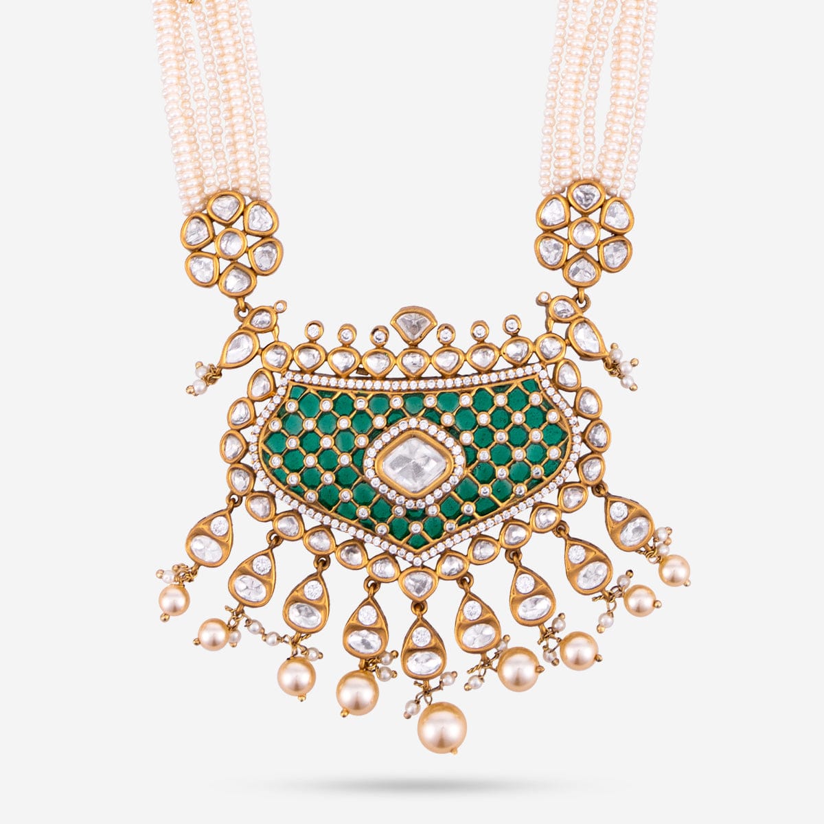 Kundan Polki Necklace Color Green Polish Victorian