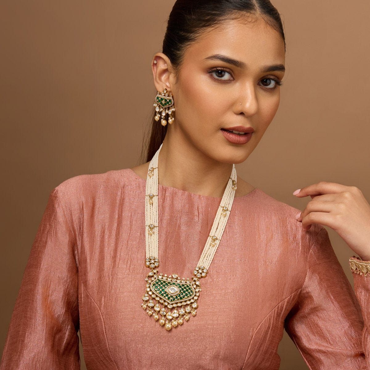 Kundan Polki Necklace Color Green Polish Victorian