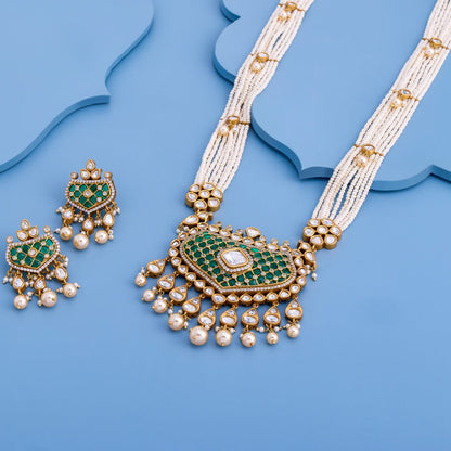 Kundan Polki Necklace Color Green Polish Victorian