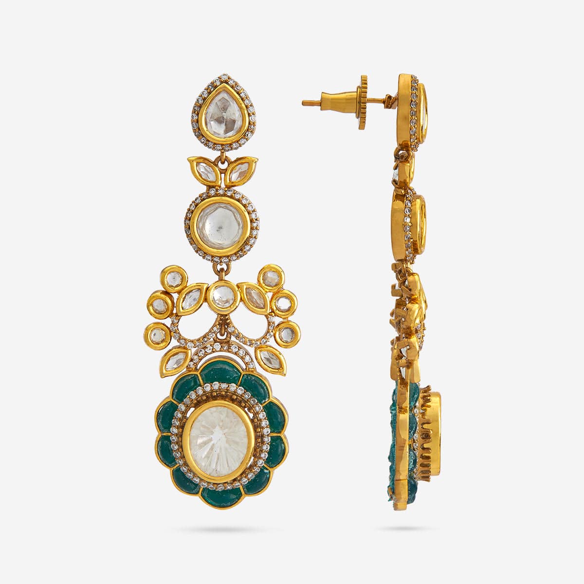 Kundan Polki Necklace Color Green Polish Victorian