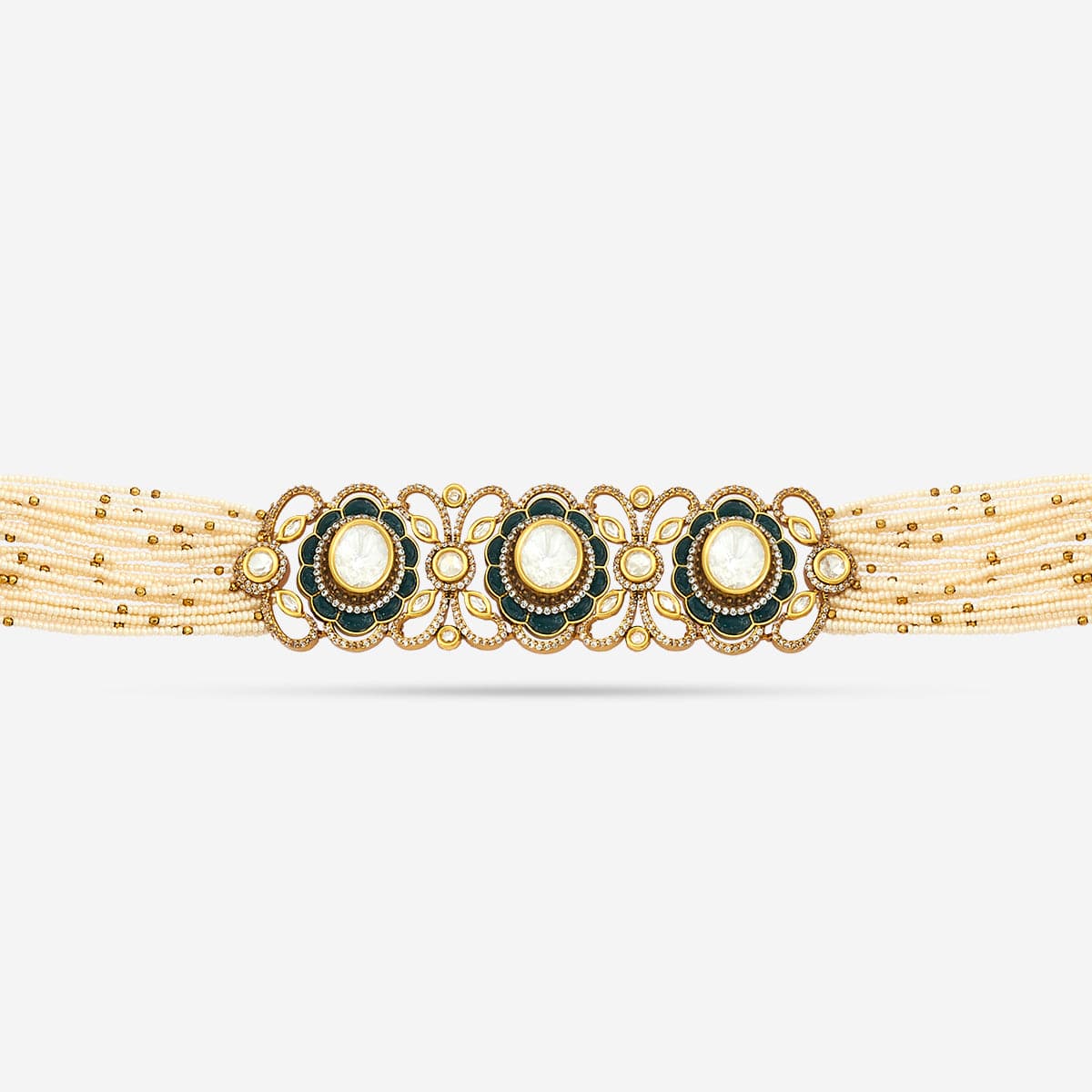 Kundan Polki Necklace Color Green Polish Victorian