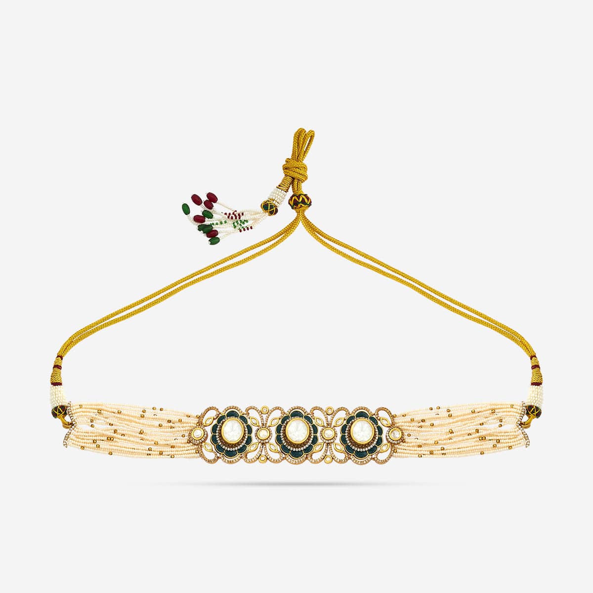 Kundan Polki Necklace Color Green Polish Victorian