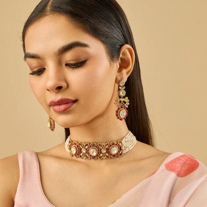 Kundan Polki Necklace Color Green Polish Victorian