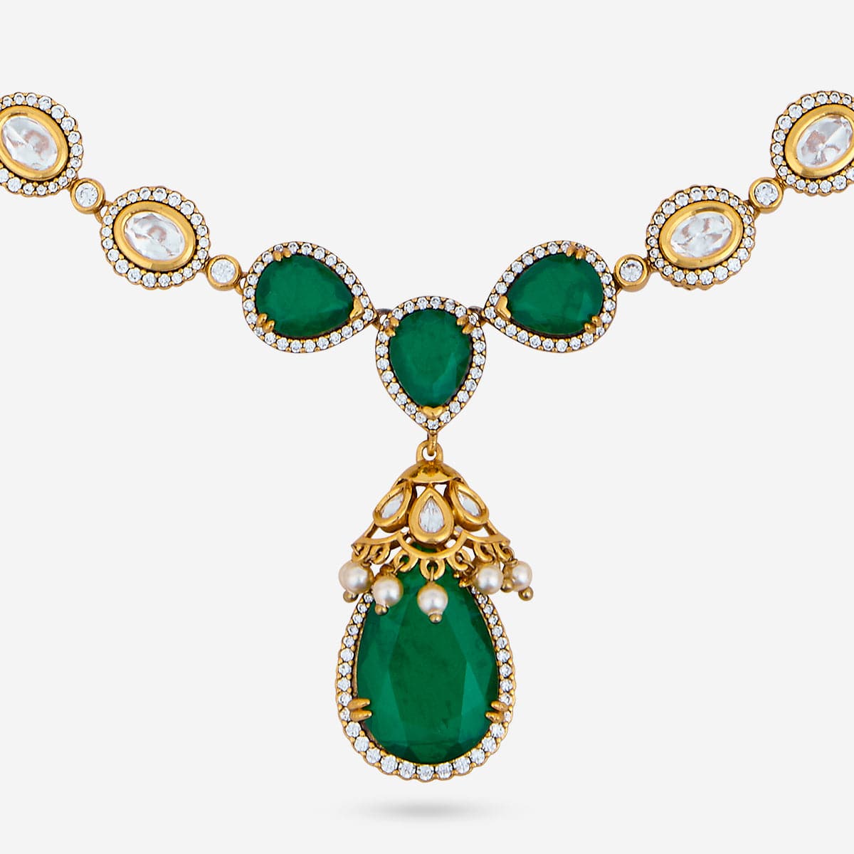 Kundan Polki Necklace Color Green Polish Victorian