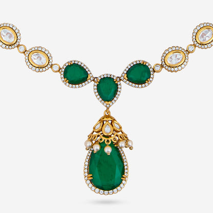 Kundan Polki Necklace Color Green Polish Victorian