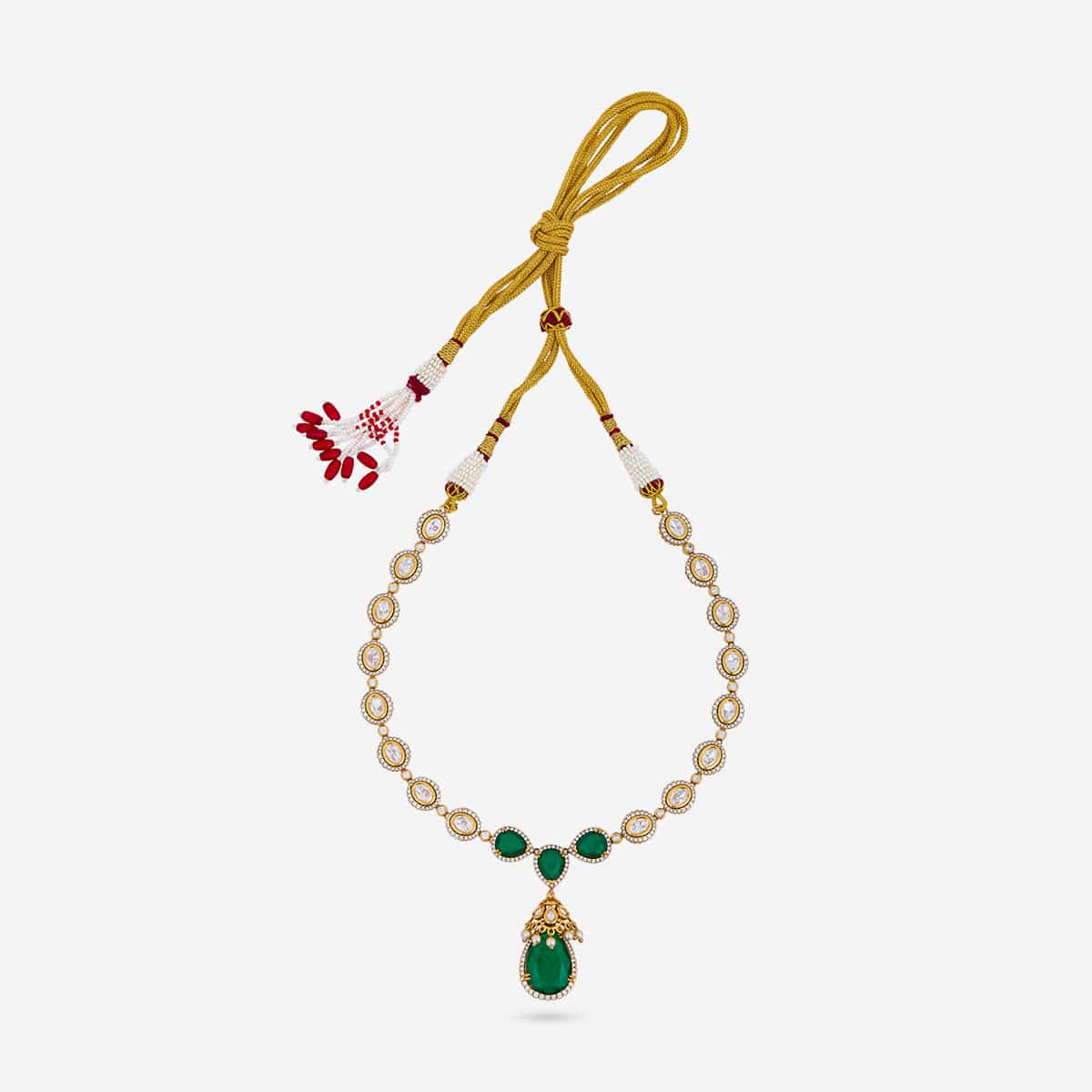 Kundan Polki Necklace Color Green Polish Victorian