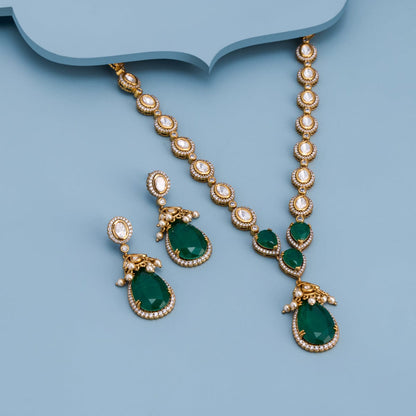 Kundan Polki Necklace Color Green Polish Victorian