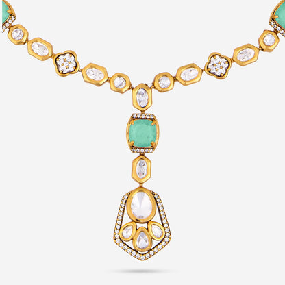 Kundan Polki Necklace Color Green Polish Victorian