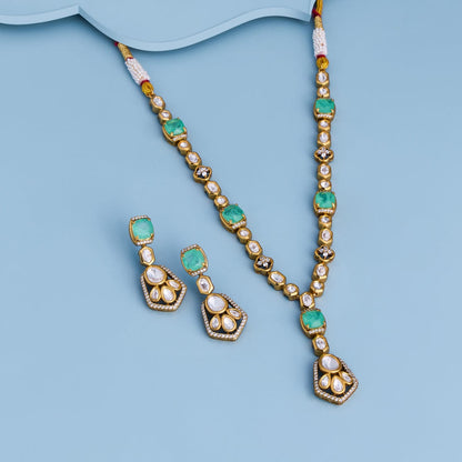 Kundan Polki Necklace Color Green Polish Victorian