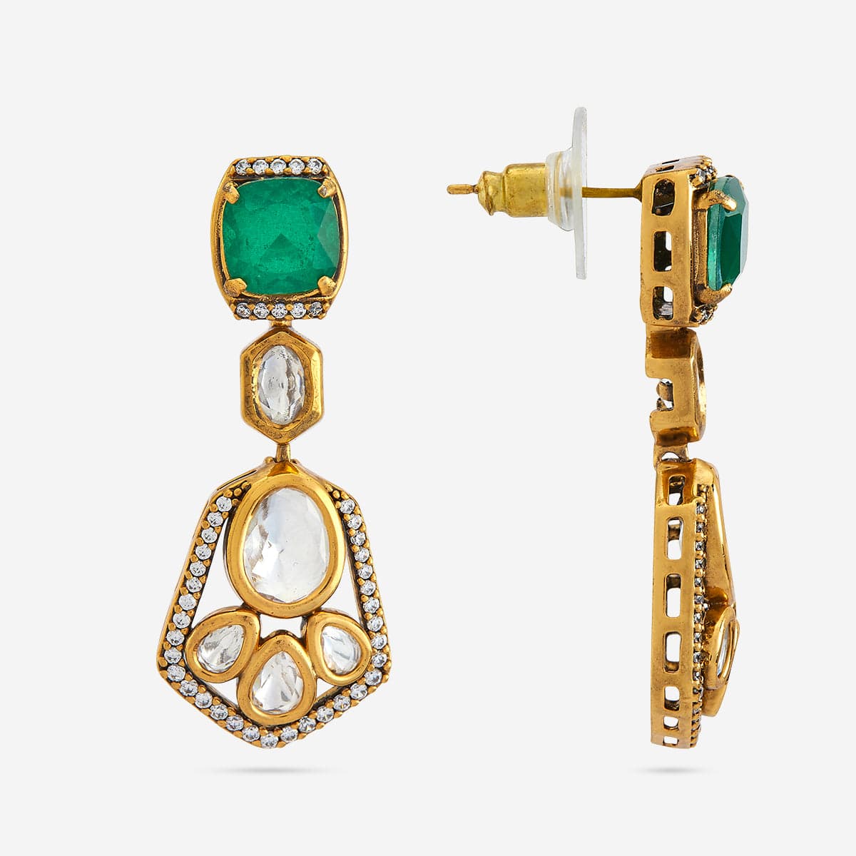 Kundan Polki Necklace Color Green Polish Victorian