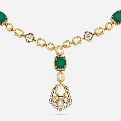 Kundan Polki Necklace Color Green Polish Victorian