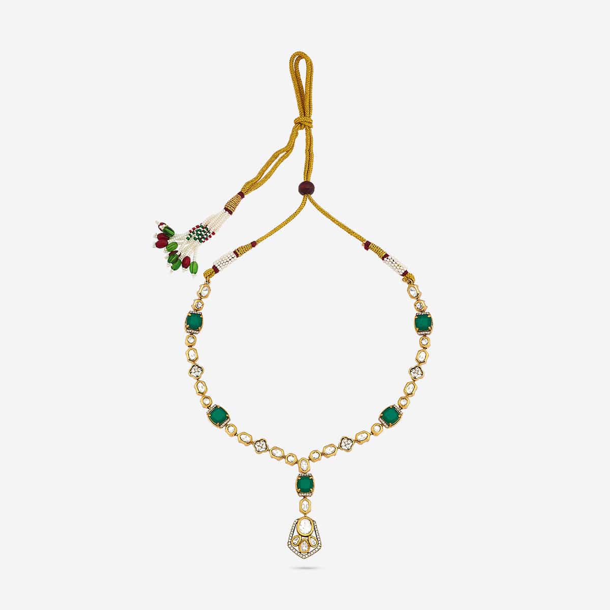 Kundan Polki Necklace Color Green Polish Victorian