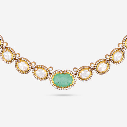 Kundan Polki Necklace Color Green Polish Victorian