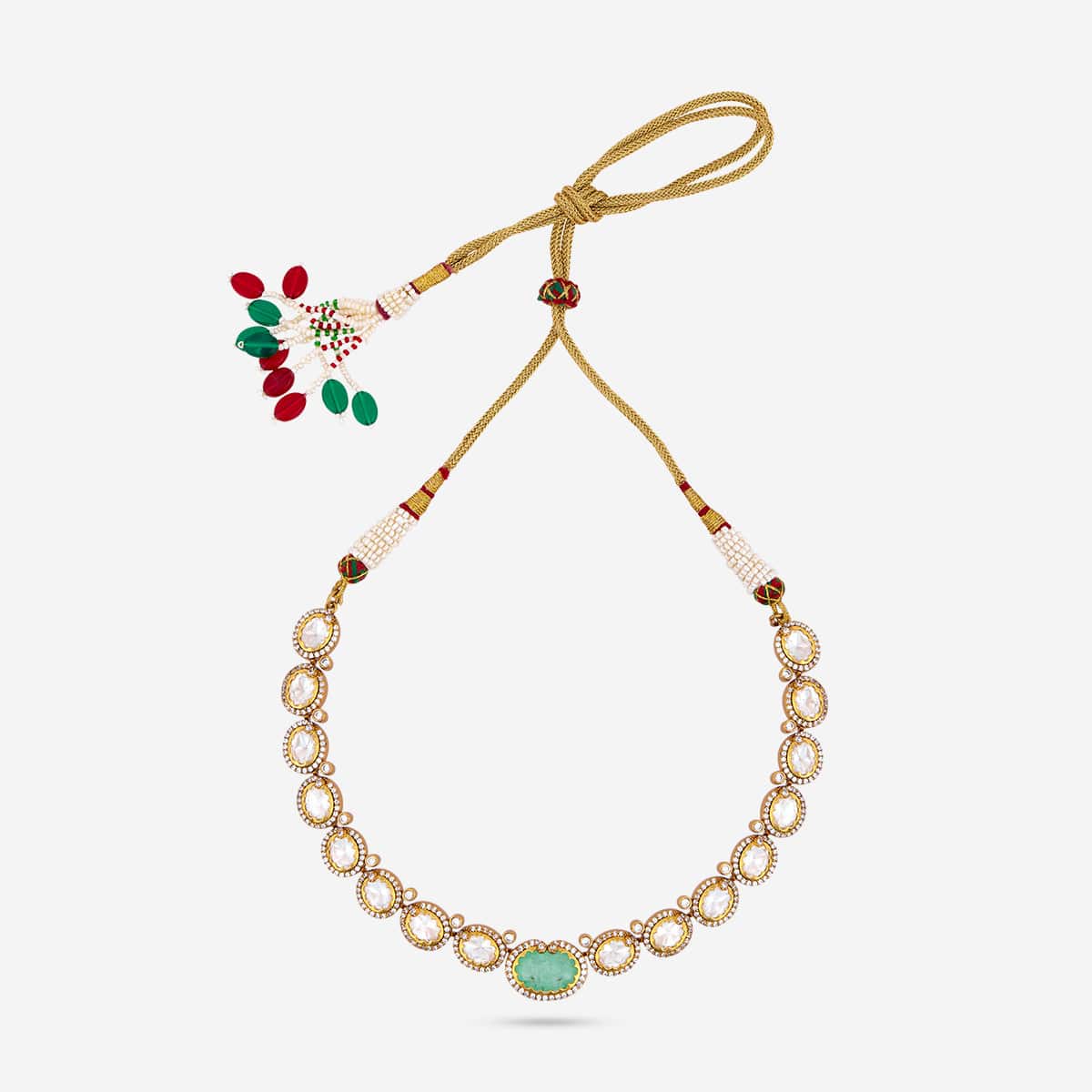 Kundan Polki Necklace Color Green Polish Victorian