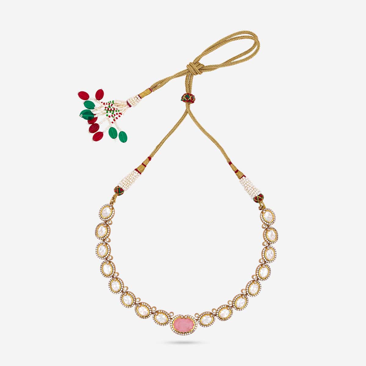 Kundan Polki Necklace Color Green Polish Victorian