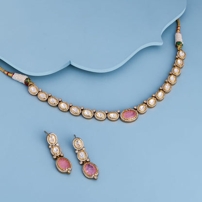 Kundan Polki Necklace Color Green Polish Victorian