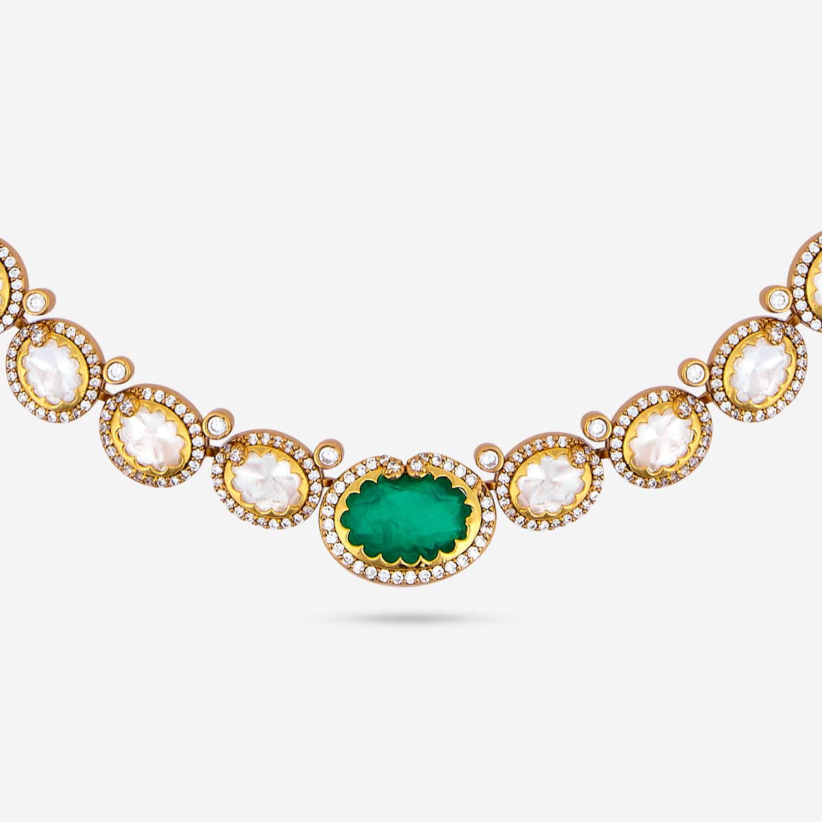 Kundan Polki Necklace Color Green Polish Victorian