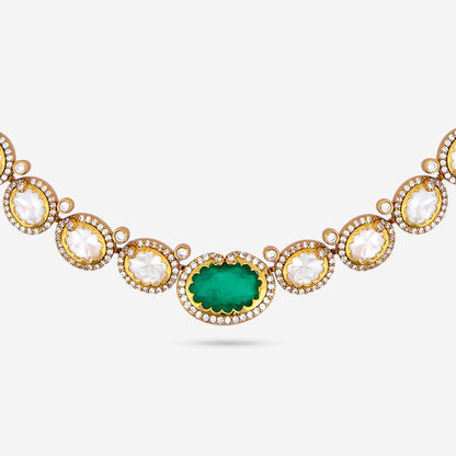 Kundan Polki Necklace Color Green Polish Victorian