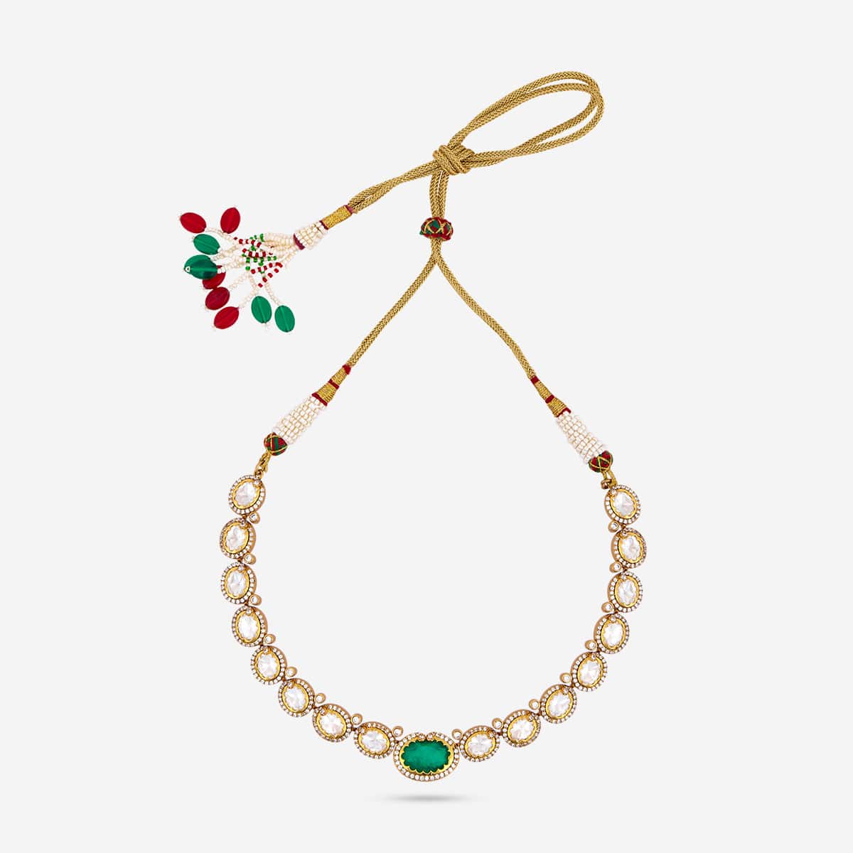 Kundan Polki Necklace Color Green Polish Victorian