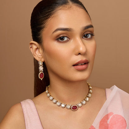 Kundan Polki Necklace Color Green Polish Victorian