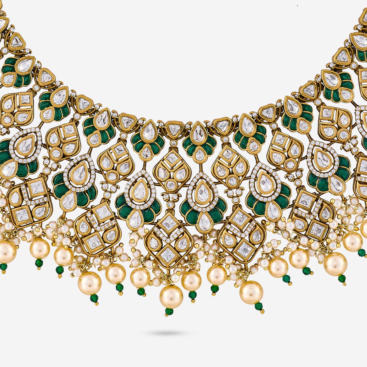 Kundan Polki Necklace Color Green Polish Victorian