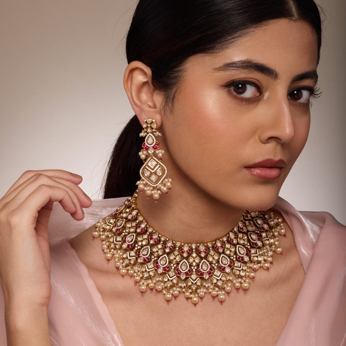 Kundan Polki Necklace Color Green Polish Victorian