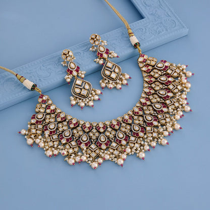 Kundan Polki Necklace Color Green Polish Victorian