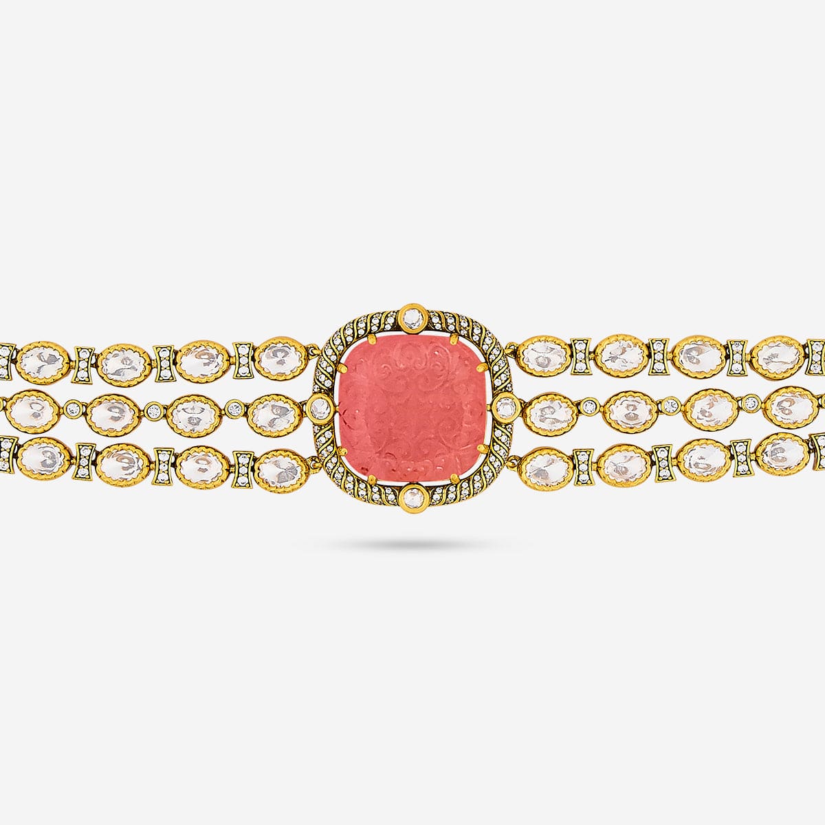 Kundan Polki Necklace Color Green Polish Victorian