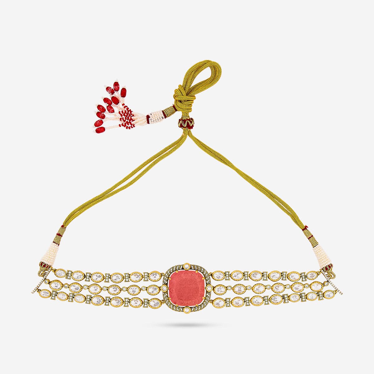 Kundan Polki Necklace Color Green Polish Victorian