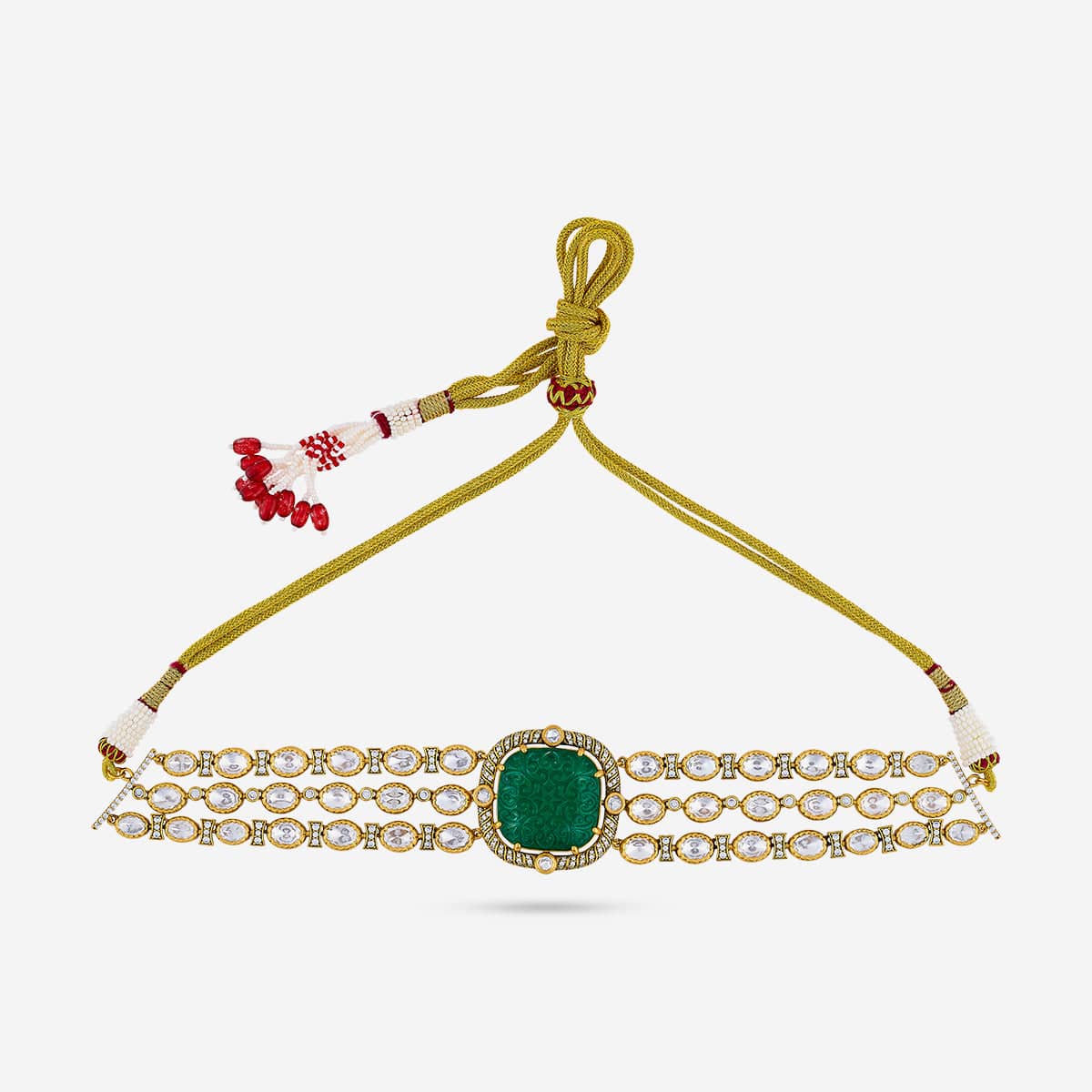 Kundan Polki Necklace Color Green Polish Victorian