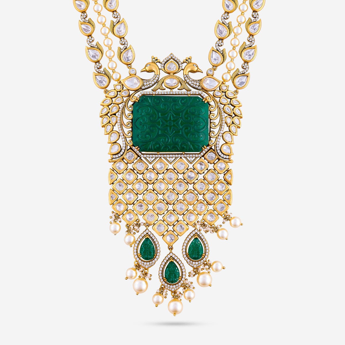 Kundan Polki Necklace Color Green Polish Victorian