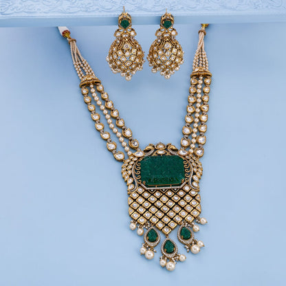 Kundan Polki Necklace Color Green Polish Victorian