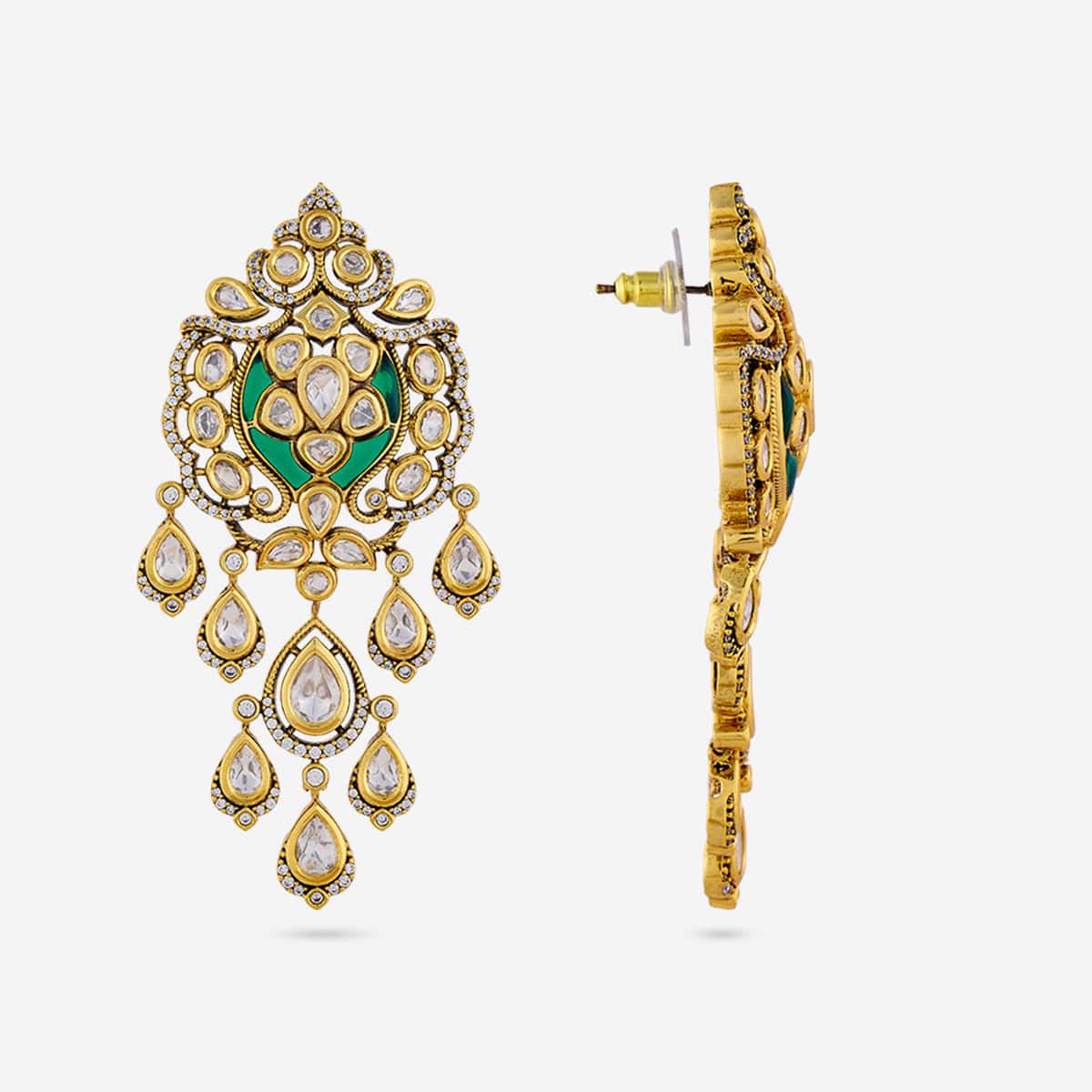 Kundan Polki Necklace Color Green Polish Victorian