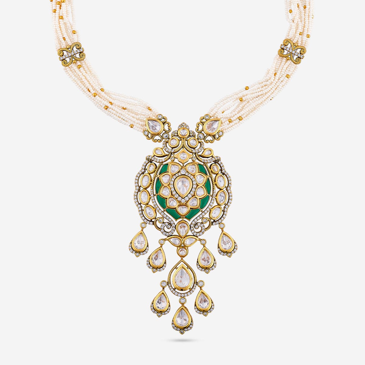 Kundan Polki Necklace Color Green Polish Victorian