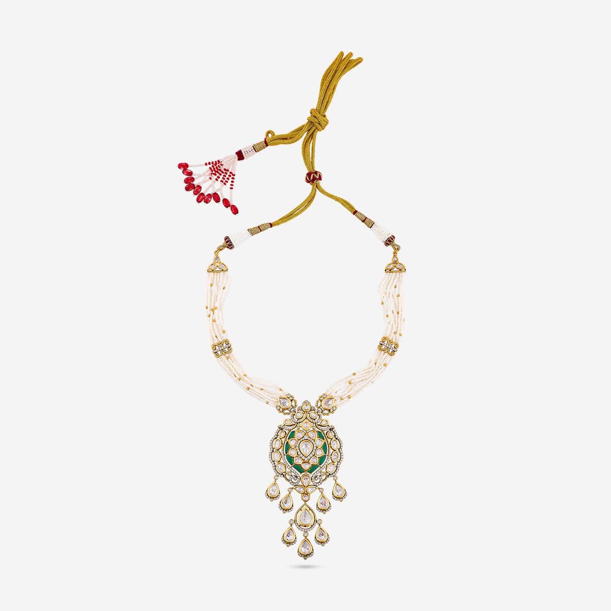 Kundan Polki Necklace Color Green Polish Victorian