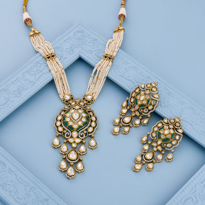Kundan Polki Necklace Color Green Polish Victorian
