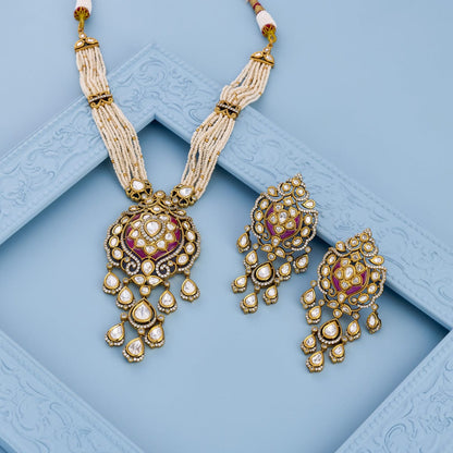 Kundan Polki Necklace Color Green Polish Victorian