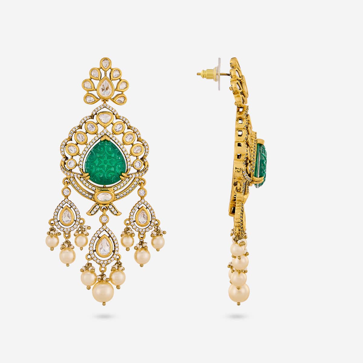 Kundan Polki Necklace Color Green Polish Victorian