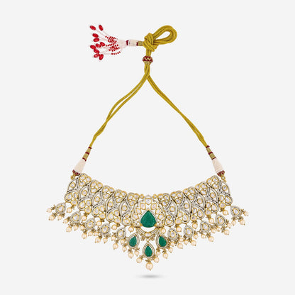 Kundan Polki Necklace Color Green Polish Victorian