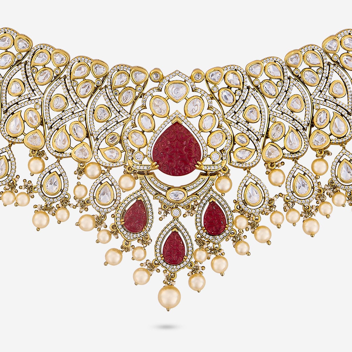 Kundan Polki Necklace Color Green Polish Victorian