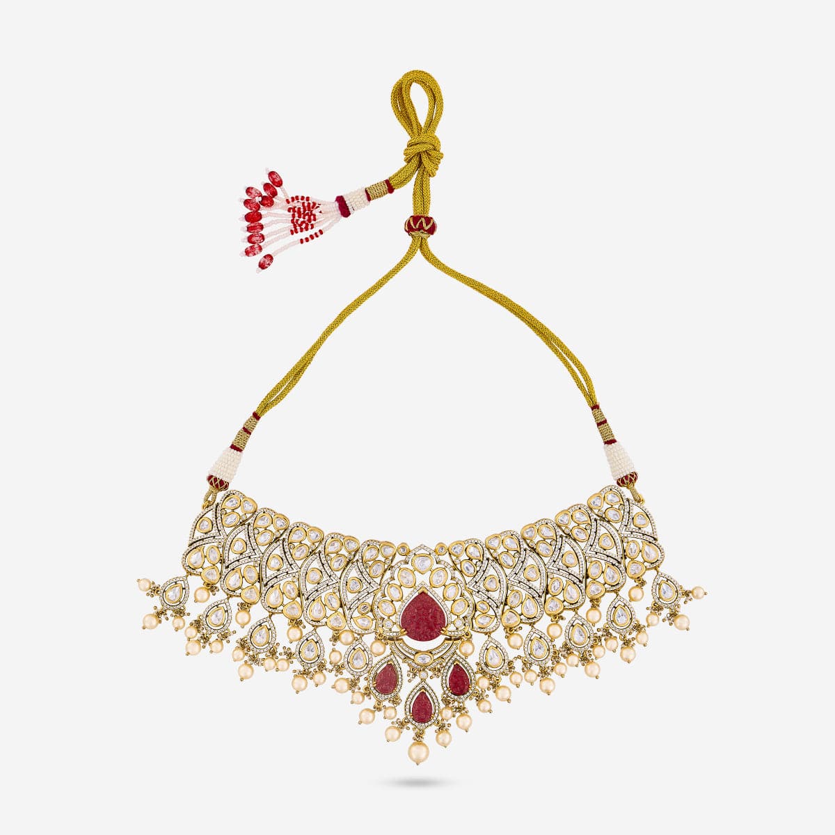 Kundan Polki Necklace Color Green Polish Victorian