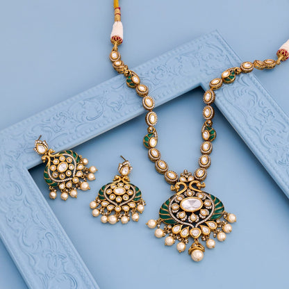 Kundan Polki Necklace Color Green Polish Victorian