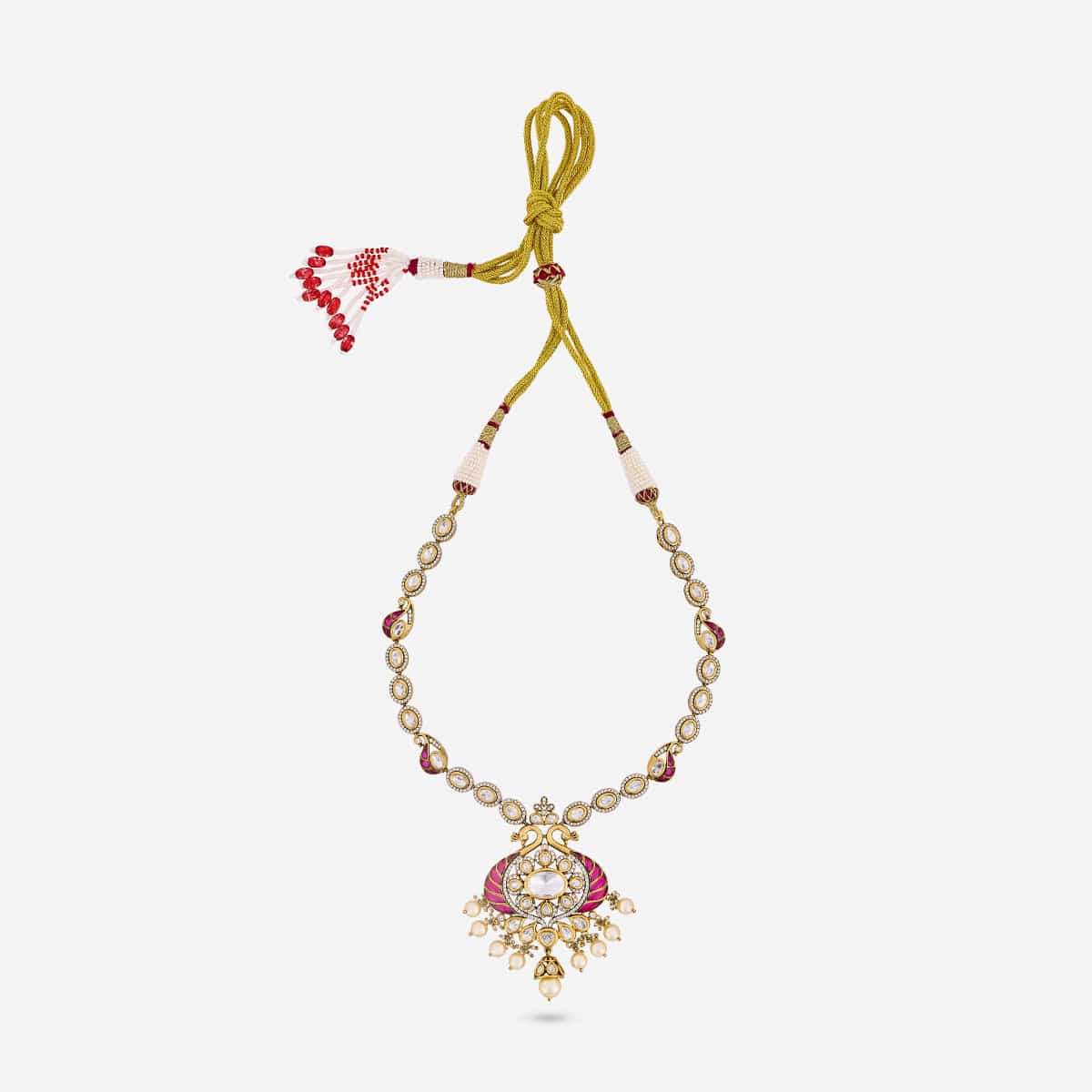 Kundan Polki Necklace Color Green Polish Victorian