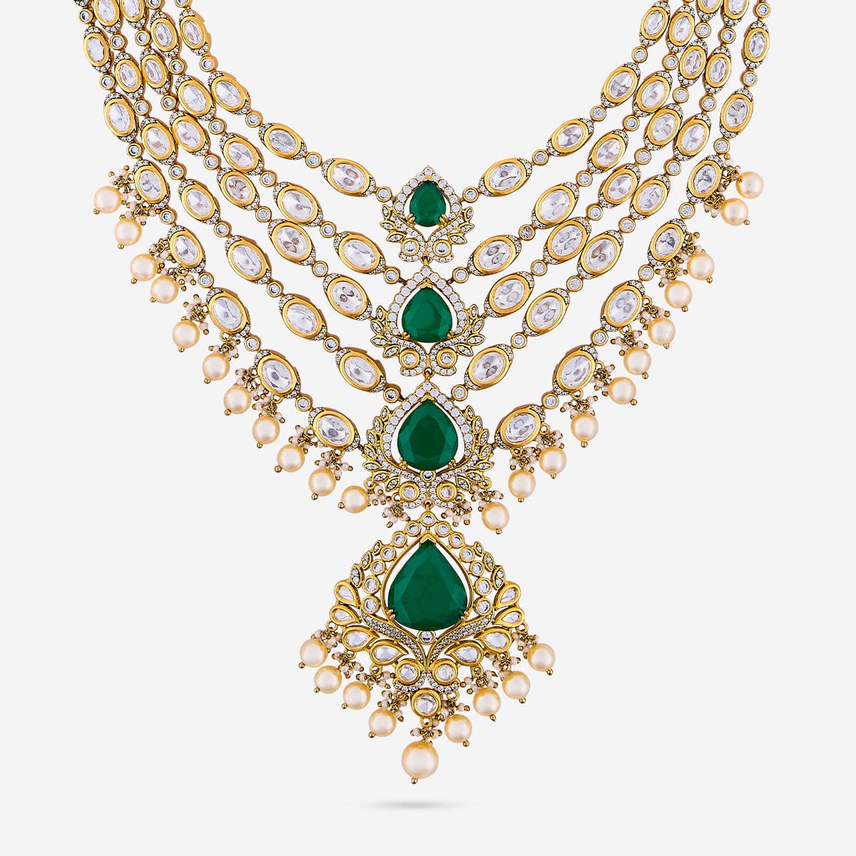 Kundan Polki Necklace Color Green Polish Victorian