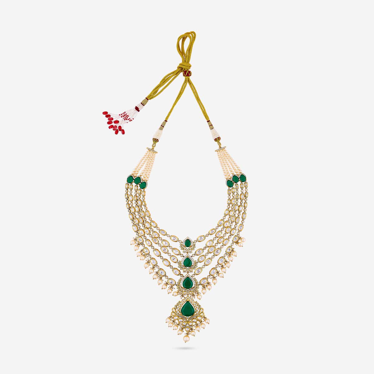 Kundan Polki Necklace Color Green Polish Victorian