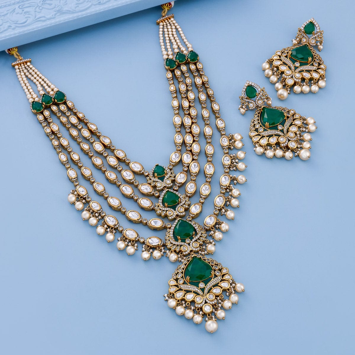 Kundan Polki Necklace Color Green Polish Victorian