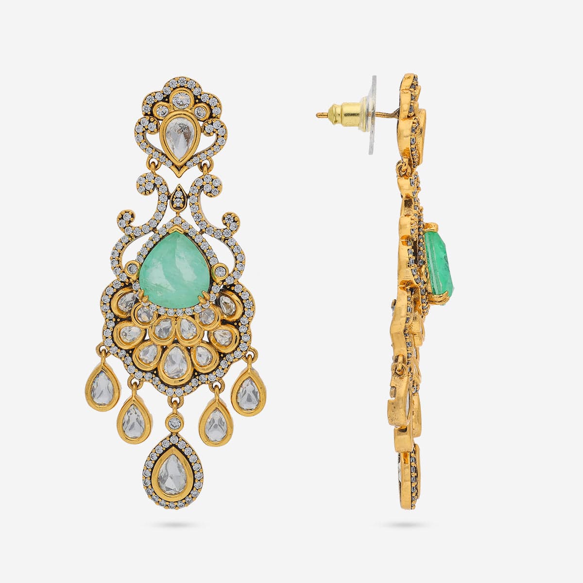 Kundan Polki Necklace Color Green Polish Victorian