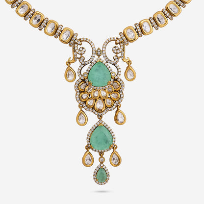 Kundan Polki Necklace Color Green Polish Victorian