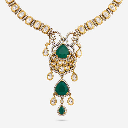 Kundan Polki Necklace Color Green Polish Victorian